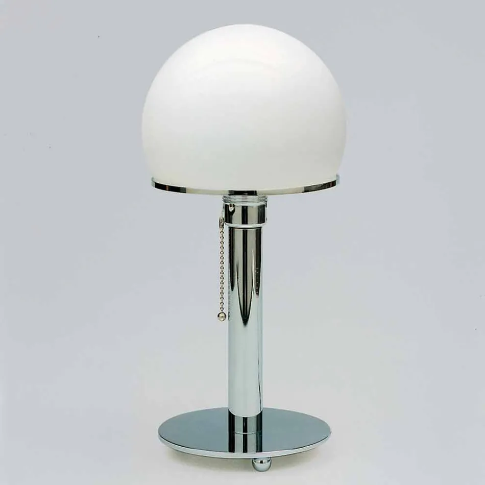 Lampa stołowa w kolorze Opaline z chromowaną strukturą Made in Italy - Toronto Viadurini