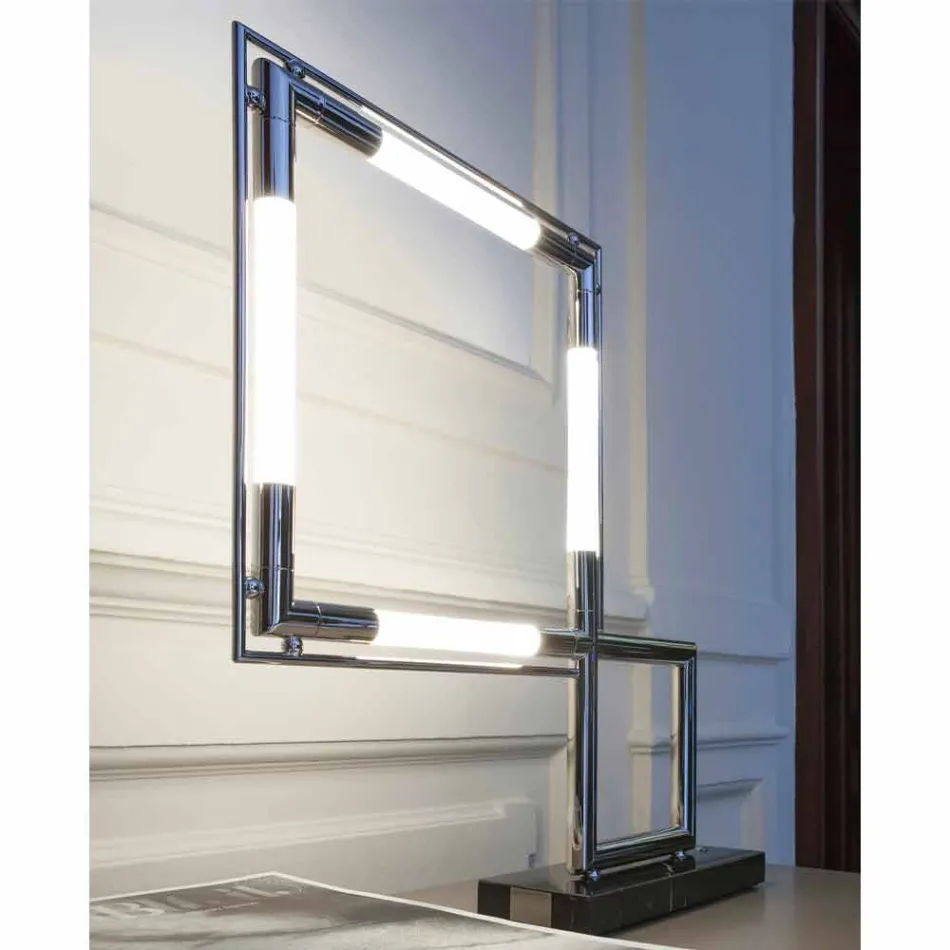 Lampa stołowa z mosiądzu i żywicy z marmurową podstawą Made in Italy - Quizza Viadurini