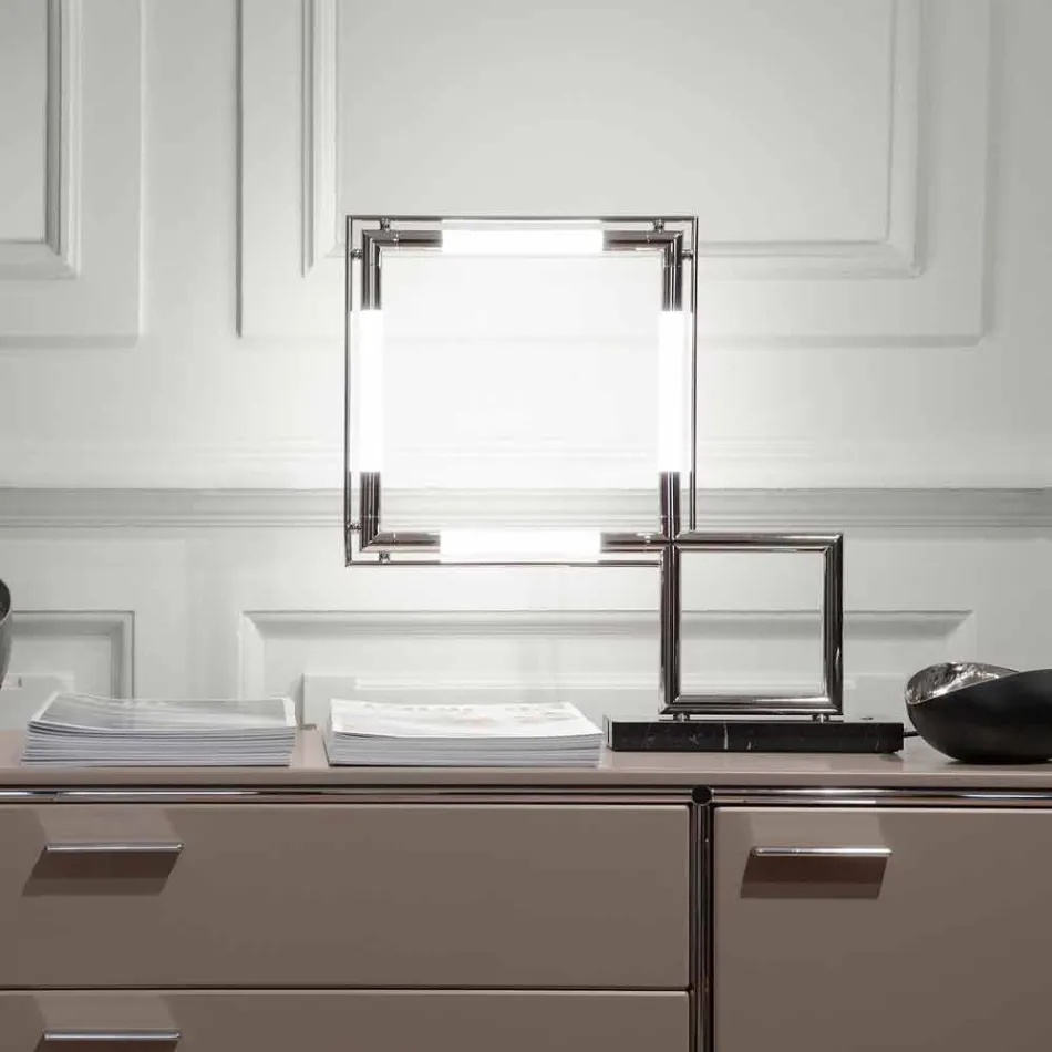 Lampa stołowa z mosiądzu i żywicy z marmurową podstawą Made in Italy - Quizza Viadurini