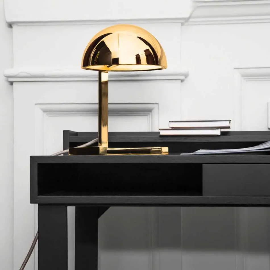 Lampa stołowa z mosiądzu z wykończeniem złotym lub palladowym Made in Italy - Adana Viadurini