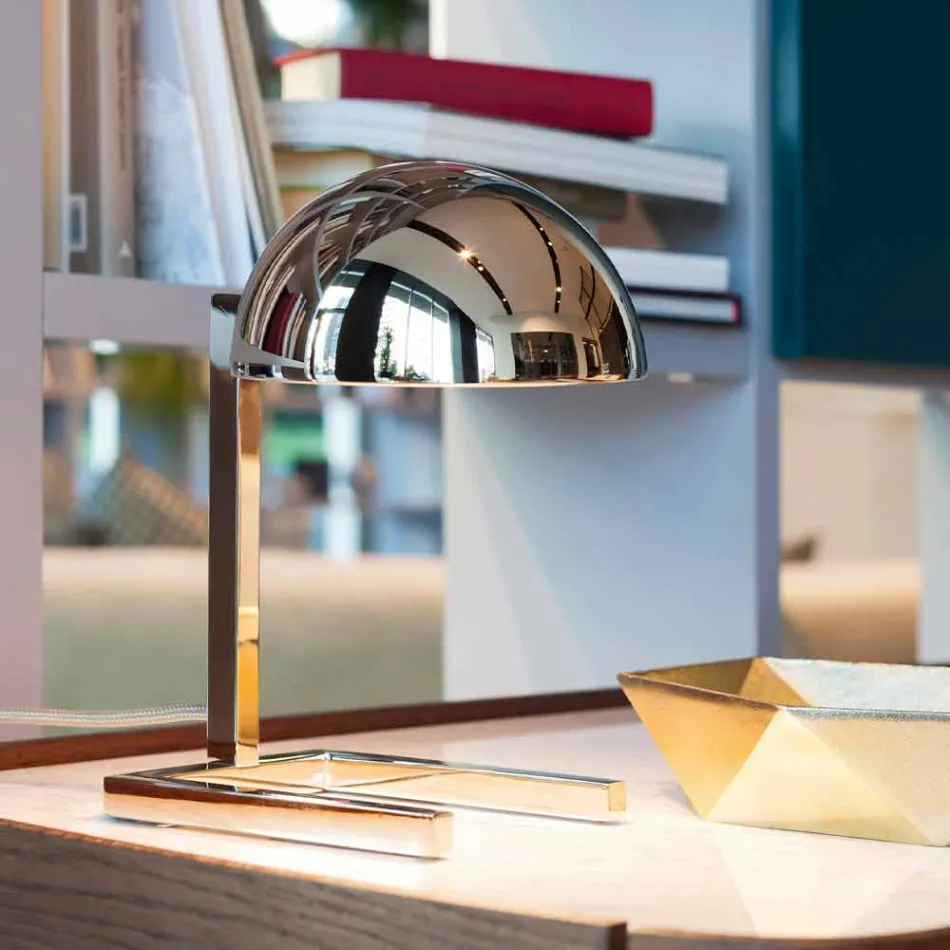 Lampa stołowa z mosiądzu z wykończeniem złotym lub palladowym Made in Italy - Adana Viadurini