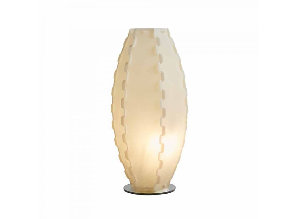 Lampa stołowa z perłowego piaskowca wykonana we Włoszech Gisele, śr. 27 cm Viadurini
