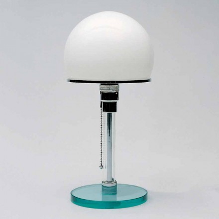 Szklana lampa stołowa z opalizującym kloszem Made in Italy - Dacca Viadurini