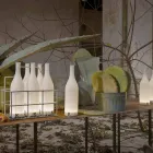 Lampa Stołowa Led z Białego Matowego Szkła Nowoczesny Design - Butelka Viadurini