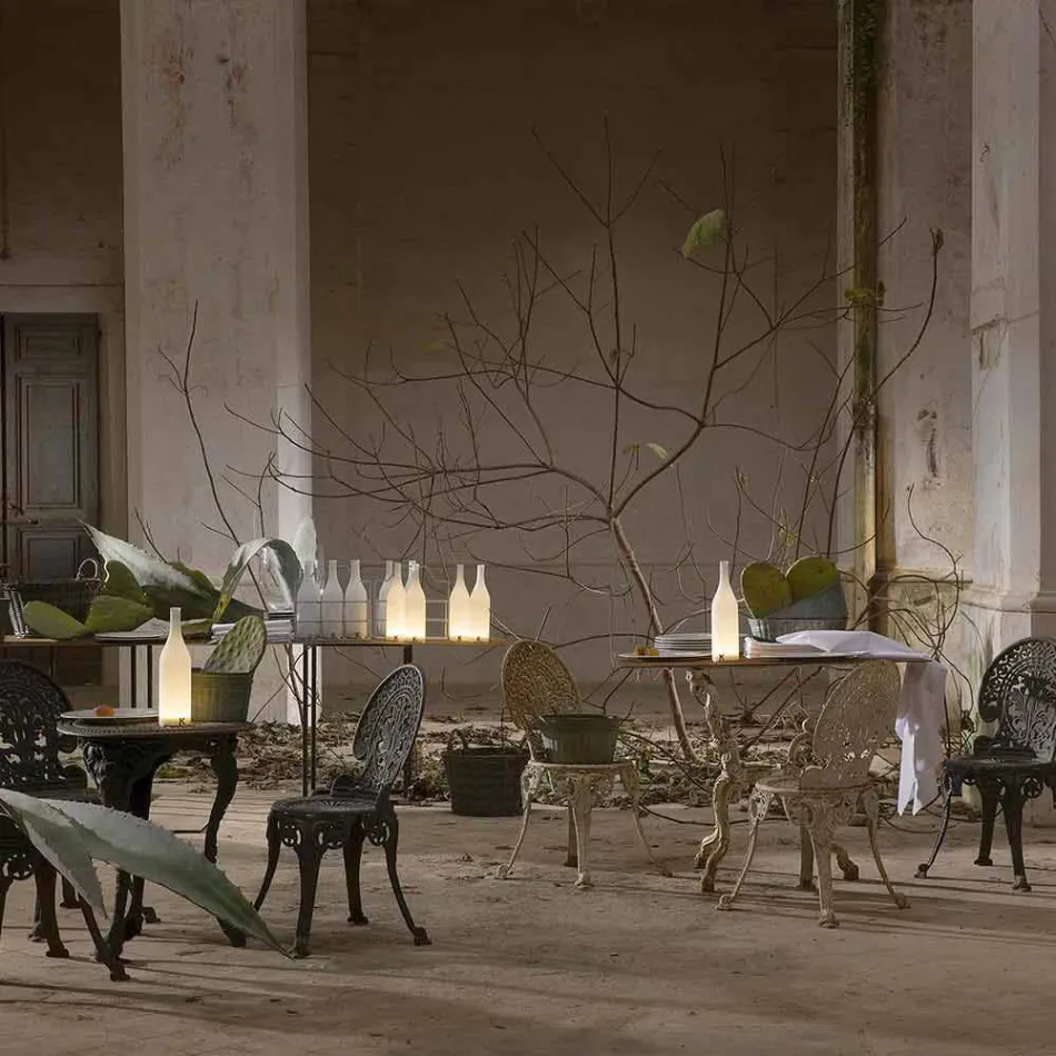 Lampa Stołowa Led z Białego Matowego Szkła Nowoczesny Design - Butelka Viadurini