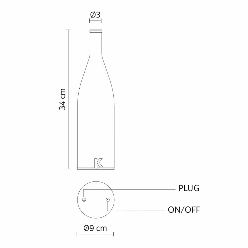 Lampa Stołowa Led z Białego Matowego Szkła Nowoczesny Design - Butelka Viadurini