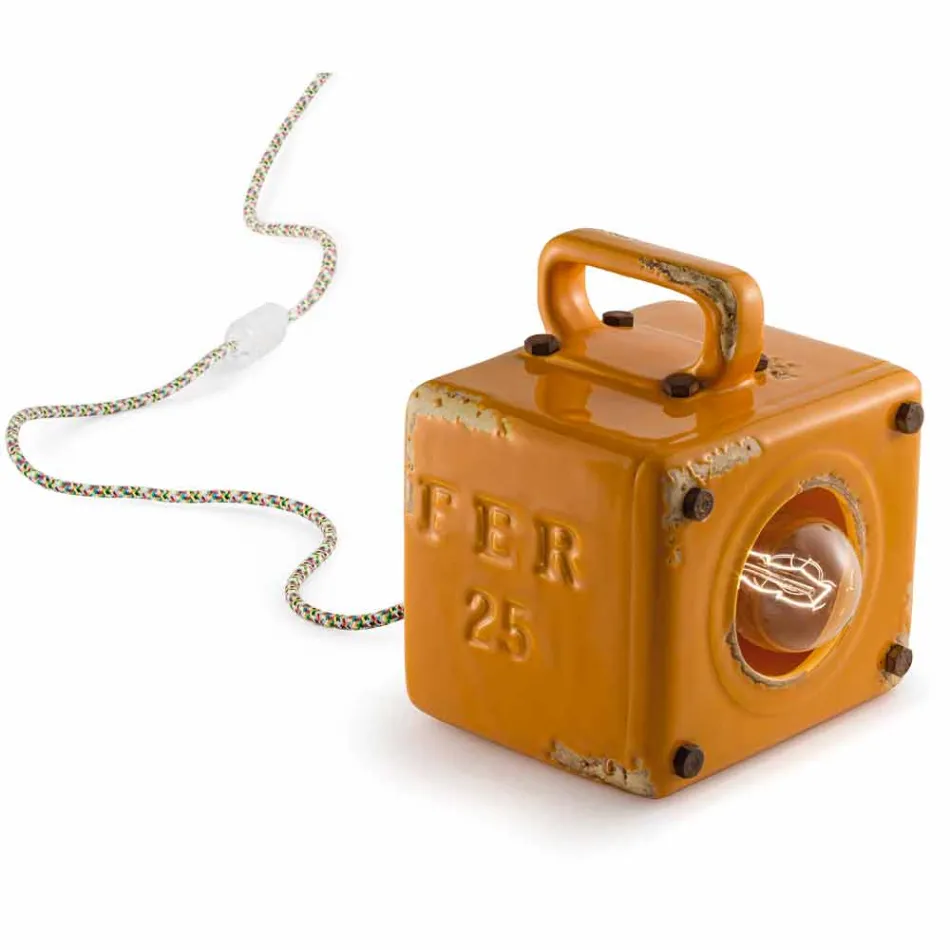 Styl przemysłowa lampa stołowa w ceramicznych i żelaza Valerie Viadurini