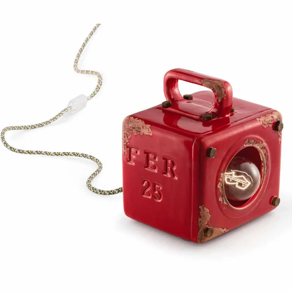 Styl przemysłowa lampa stołowa w ceramicznych i żelaza Valerie Viadurini