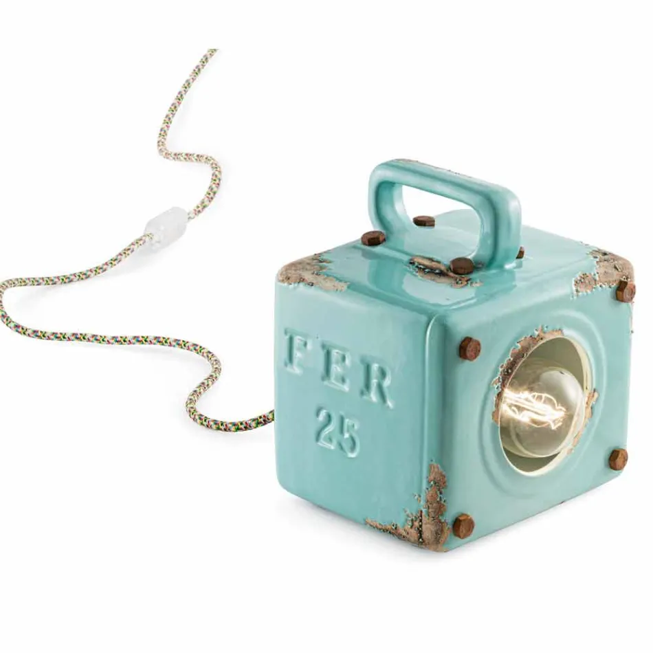 Styl przemysłowa lampa stołowa w ceramicznych i żelaza Valerie Viadurini