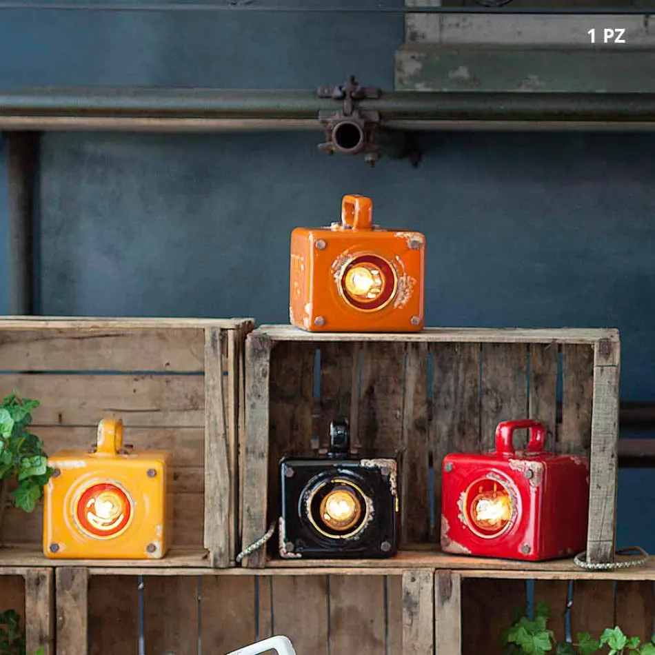 Styl przemysłowa lampa stołowa w ceramicznych i żelaza Valerie Viadurini