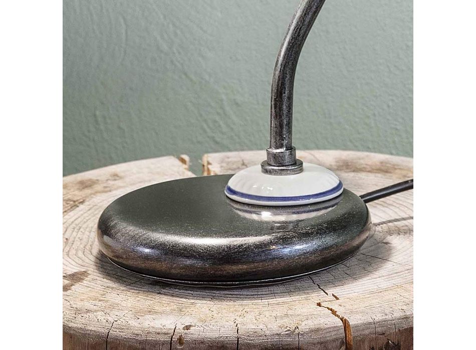 Lampa stołowa w stylu vintage z ręcznie malowanej ceramiki i żelaza - Asti Viadurini