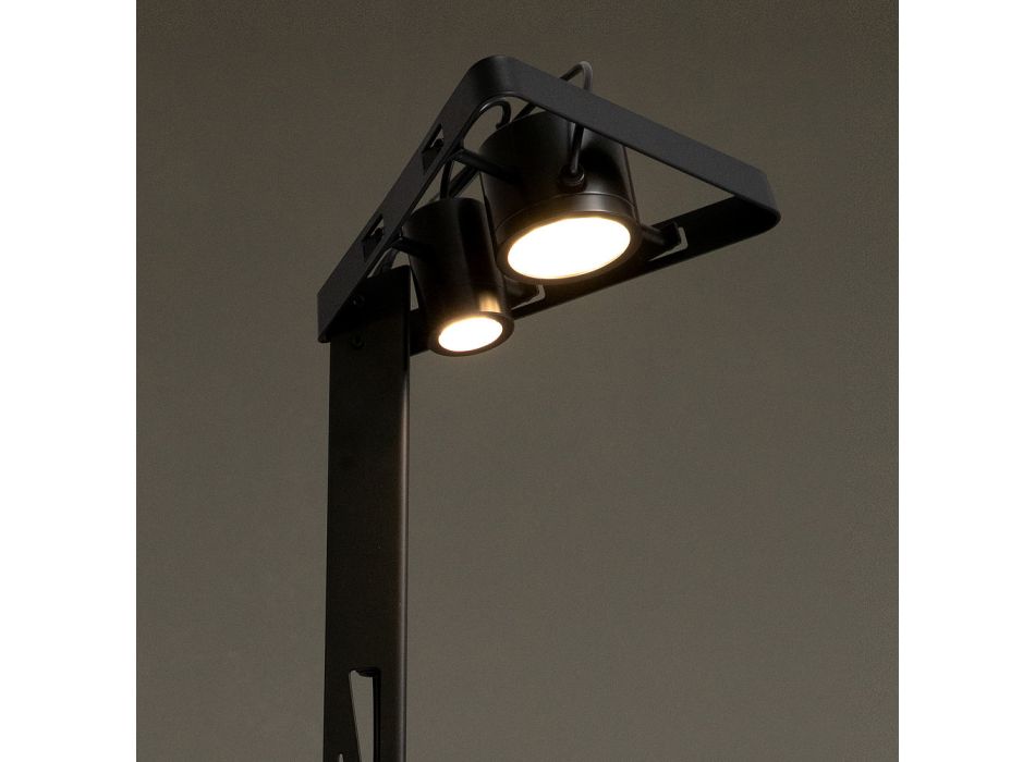 Wysuwana lampa podłogowa aluminiowa matowa czarna konstrukcja drabinkowa - Watchful Viadurini