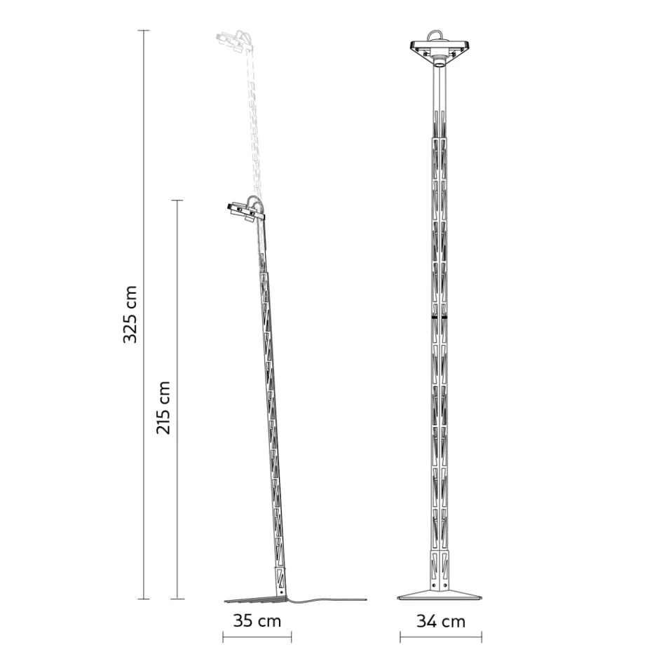 Wysuwana lampa podłogowa aluminiowa matowa czarna konstrukcja drabinkowa - Watchful Viadurini