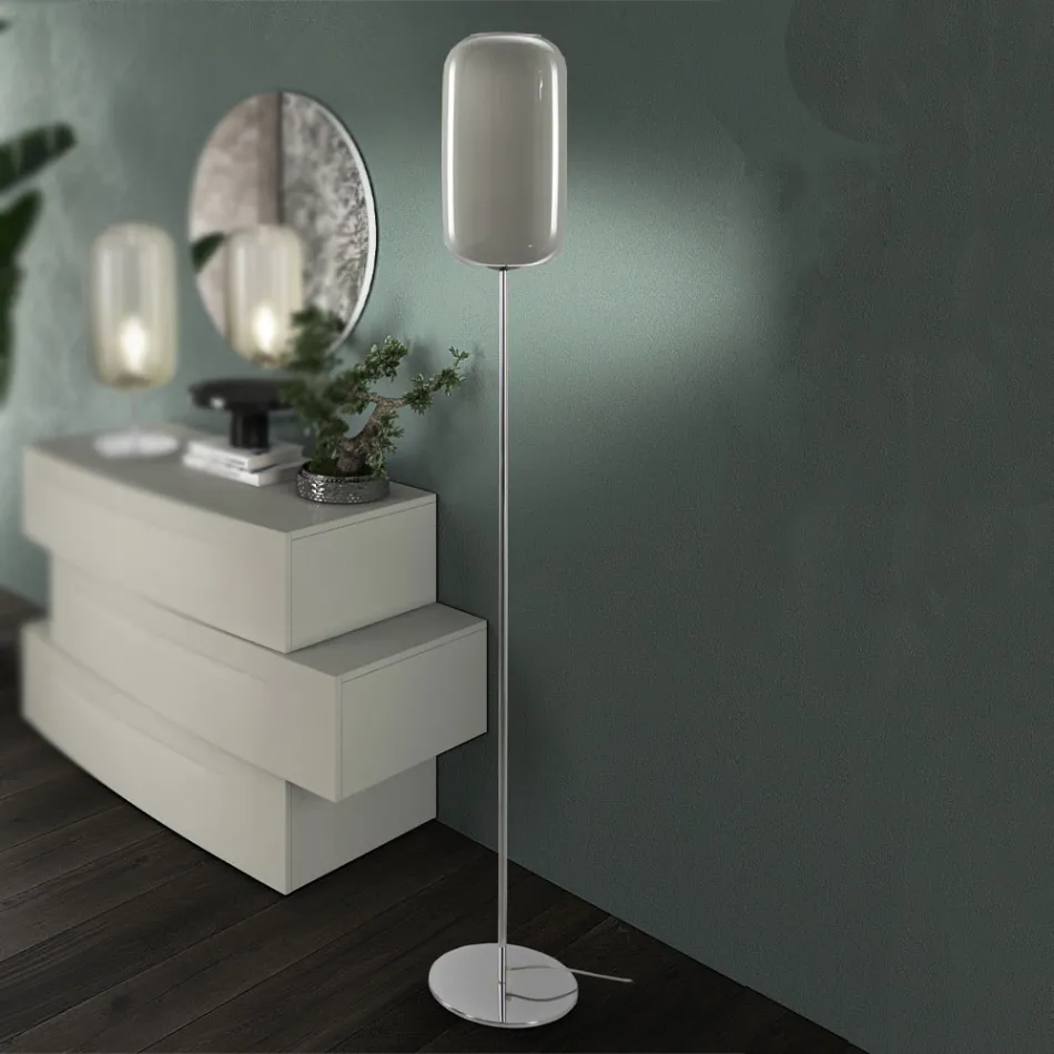 Ręcznie dmuchana lampa podłogowa ze szkła weneckiego - bambus Viadurini