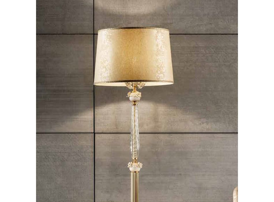 Klasyczna lampa podłogowa z porcelany i luksusowego szkła dmuchanego - Eteria Viadurini