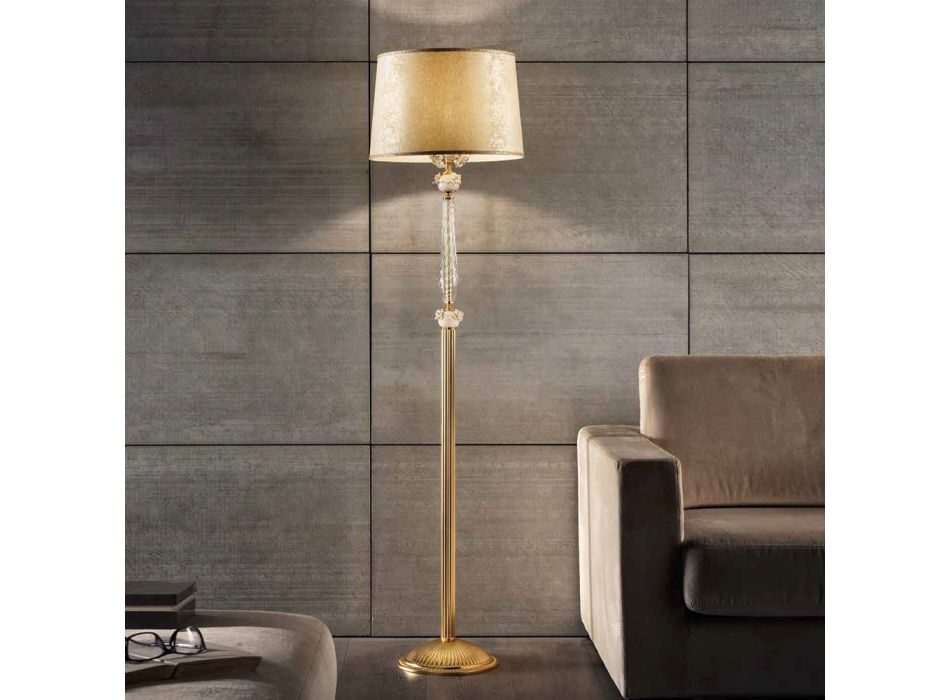 Klasyczna lampa podłogowa z porcelany i luksusowego szkła dmuchanego - Eteria Viadurini