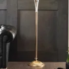 Klasyczna lampa podłogowa z ręcznie robionego szkła i luksusowego abażuru - Flandria Viadurini