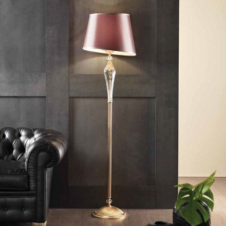 Klasyczna lampa podłogowa z ręcznie robionego szkła i luksusowego abażuru - Flandria Viadurini
