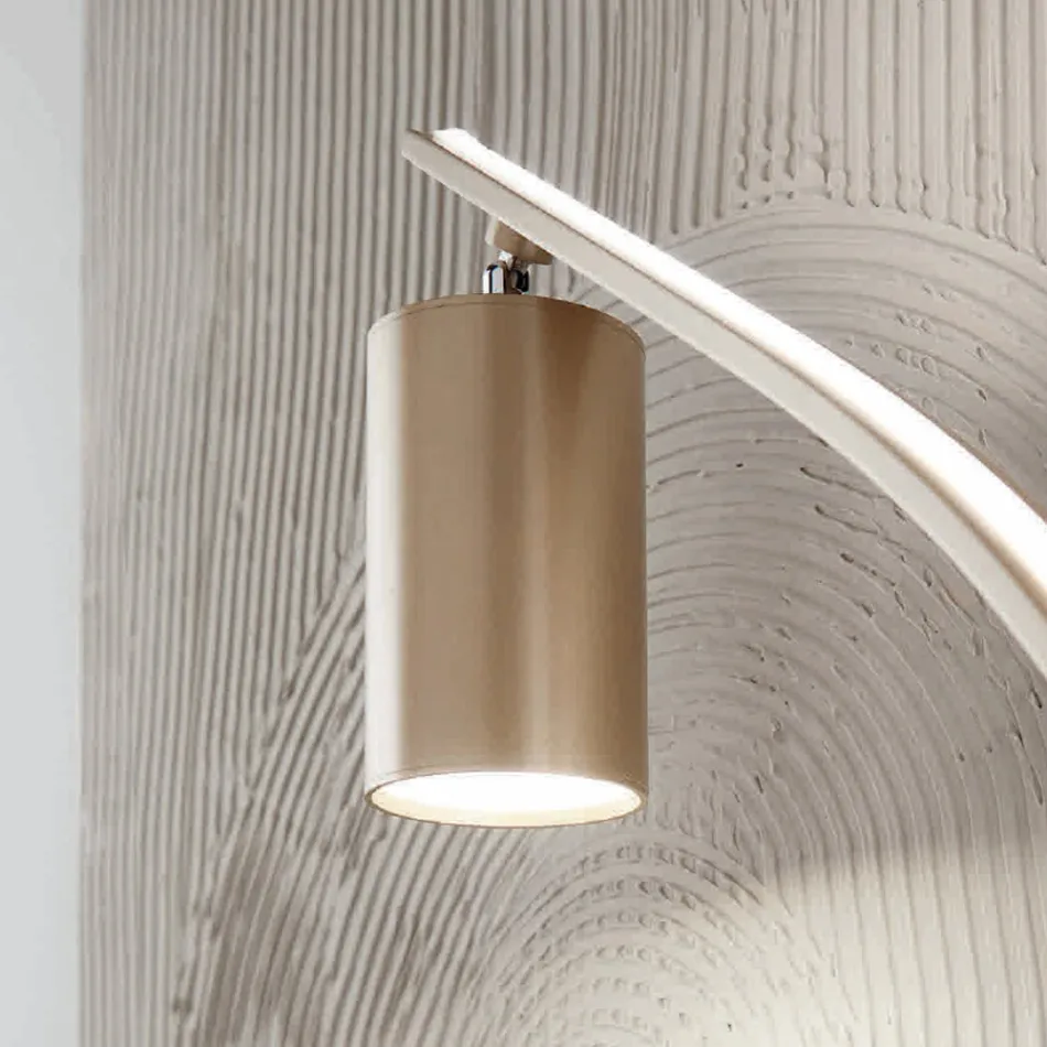 Lampa podłogowa z regulowanym reflektorem i drugim światłem z tyłu - kamfora Viadurini