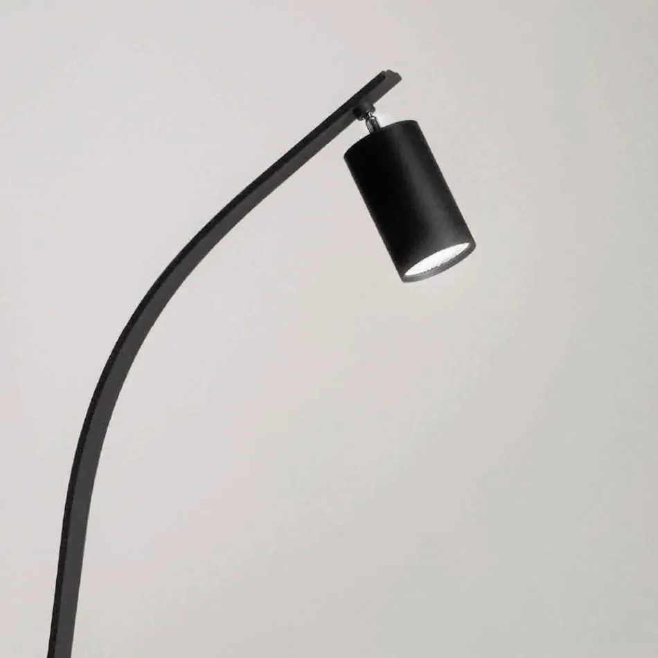 Lampa podłogowa z regulowanym reflektorem i drugim światłem z tyłu - kamfora Viadurini