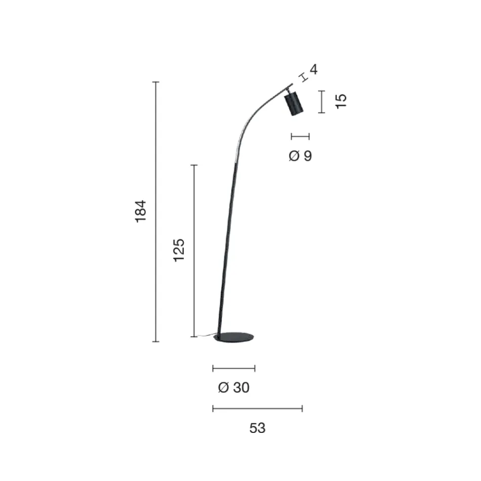 Lampa podłogowa z regulowanym reflektorem i drugim światłem z tyłu - kamfora Viadurini