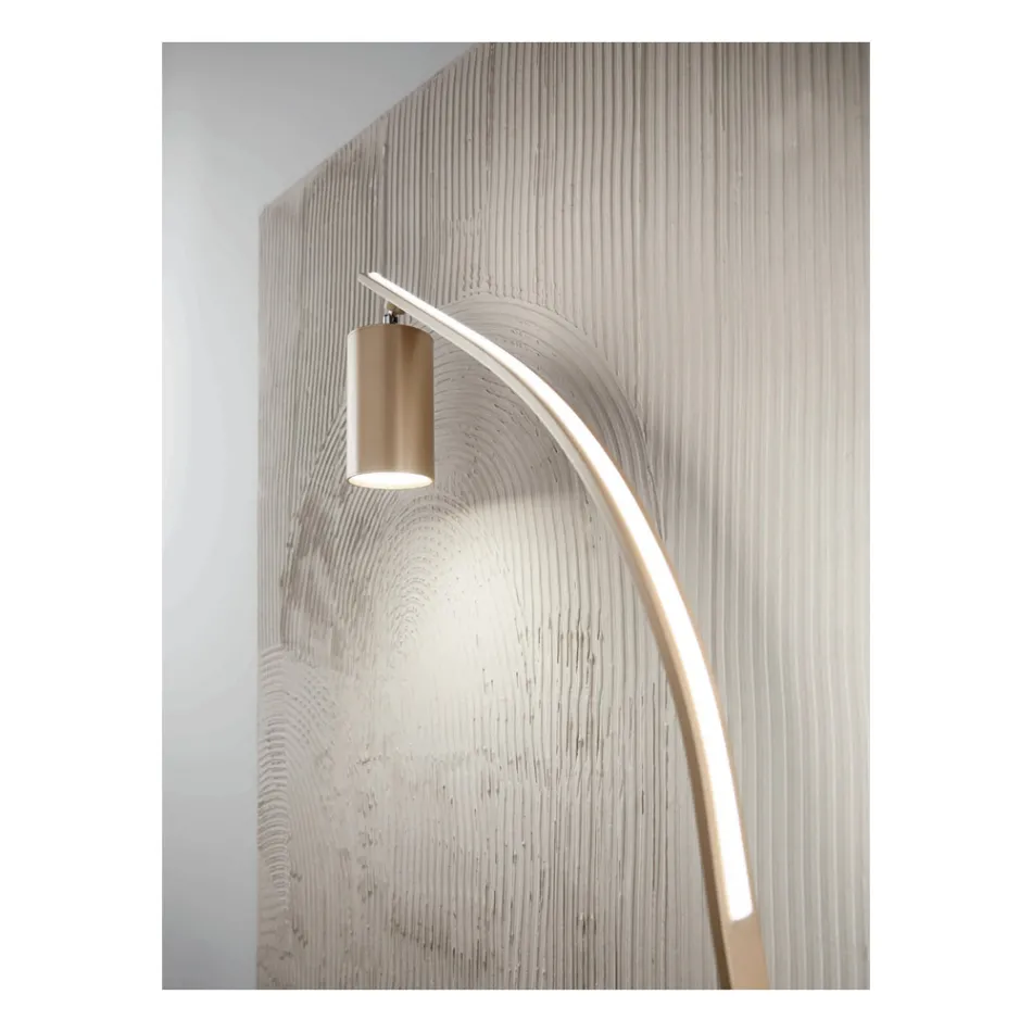 Lampa podłogowa z regulowanym reflektorem i drugim światłem z tyłu - kamfora Viadurini