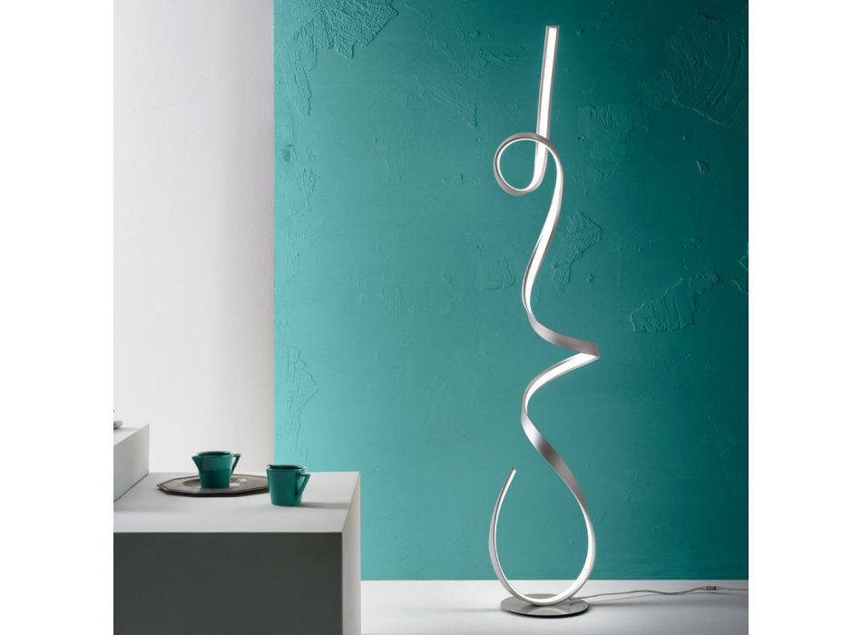 Lampa podłogowa ze strukturą z malowanego metalu ze światłem LED - Lumino Viadurini