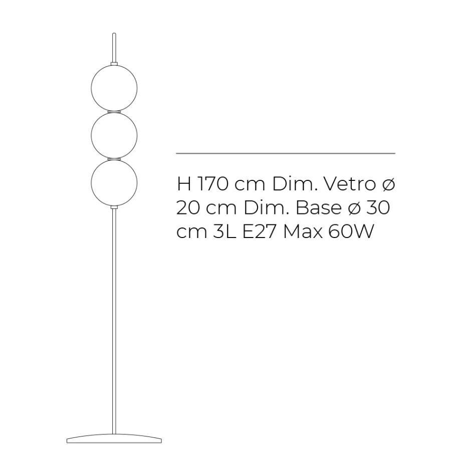 Lumira – lampa podłogowa z trzema źródłami światła w obudowie ze szkła, wyprodukowana we Włoszech Viadurini