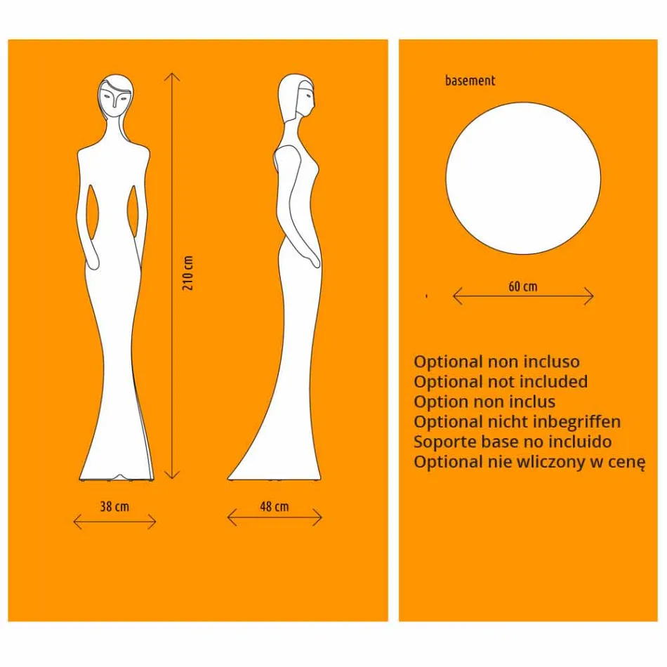 Ogrodowa lampa podłogowa z oświetleniem RGBW Led, projekt statuetki - Penelope od Myyour Viadurini