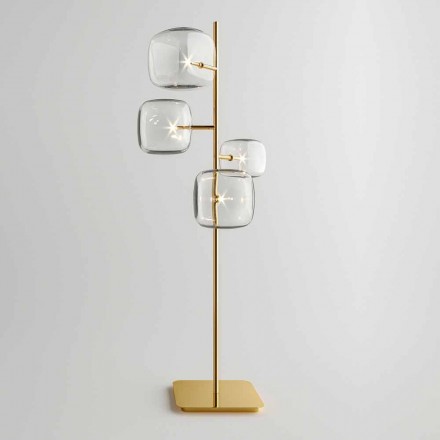 Designerska lampa podłogowa z błyszczącą metalową strukturą Made in Italy - Donatina Viadurini