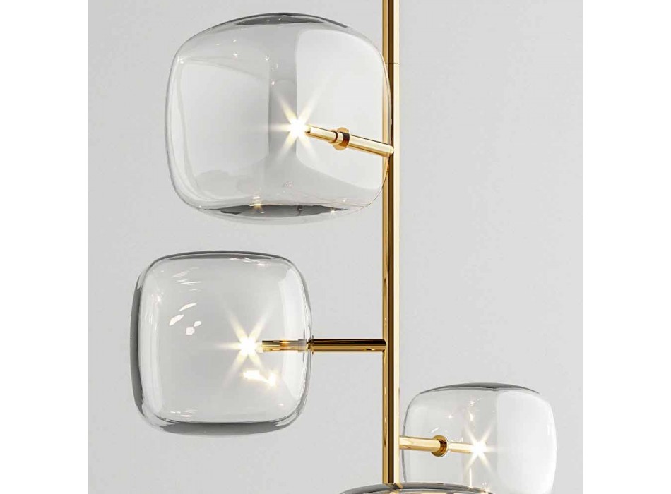 Designerska lampa podłogowa z błyszczącą metalową strukturą Made in Italy - Donatina Viadurini