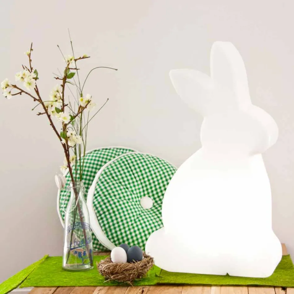 Designerska lampa podłogowa, biały królik do wnętrz i na zewnątrz - Conigliostar Viadurini