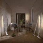 Zewnętrzna lampa podłogowa z białego technopolimeru, 3 formy - narzędzia Viadurini