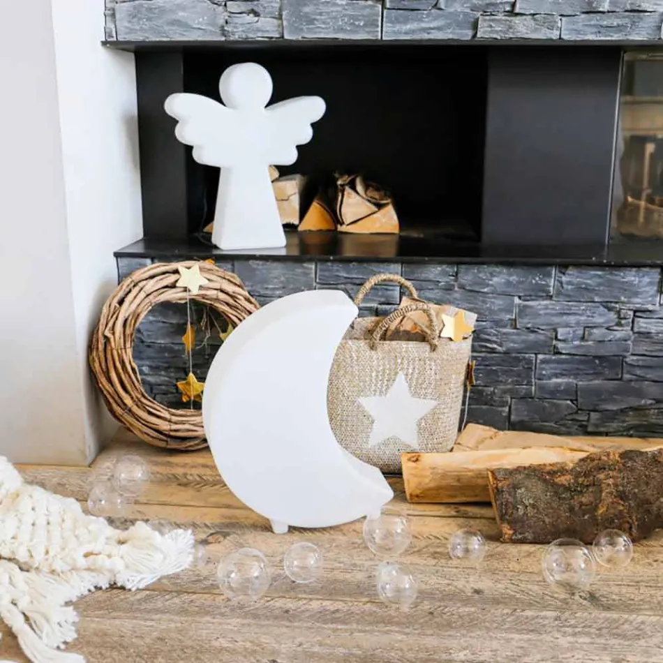 Lampa podłogowa w kształcie księżyca, plastikowa, 2 rozmiary, nowoczesny design - Lunastar Viadurini