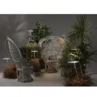 Ogrodowa lampa podłogowa aluminiowa biała konstrukcja z liściem lilii wodnej - Cipriam Viadurini