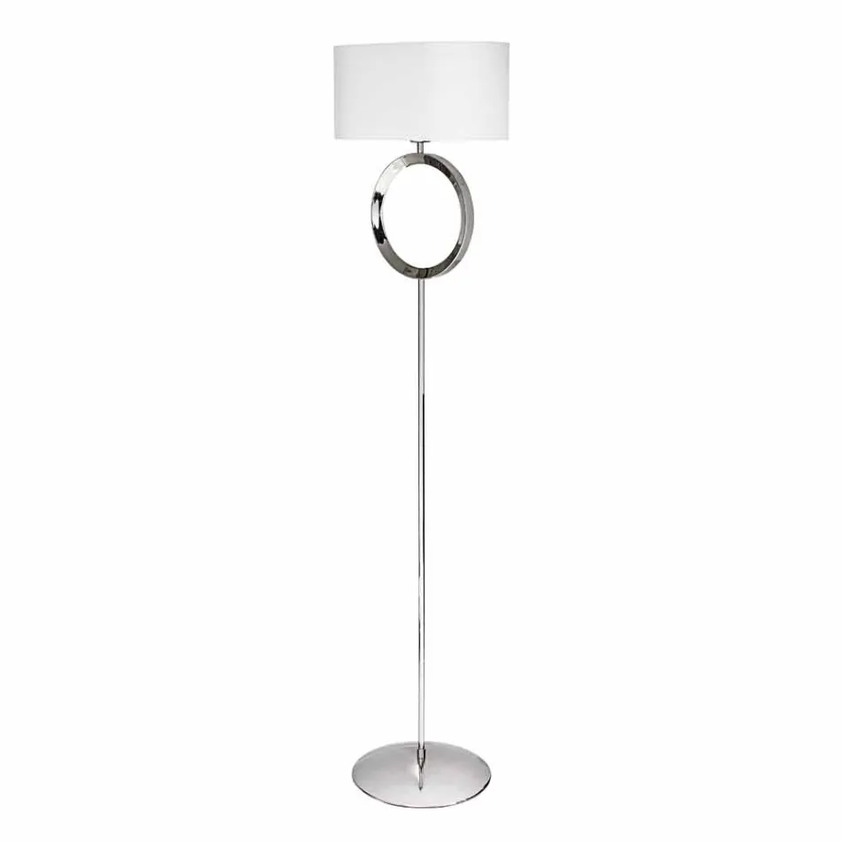 Lampa podłogowa ze stali z białym abażurem Hmax 149,5cm Moon Viadurini