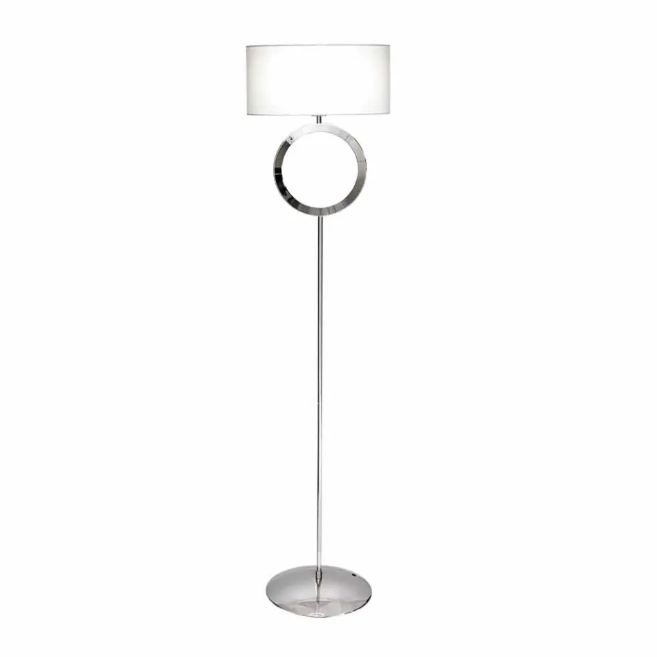 Lampa podłogowa ze stali z białym abażurem Hmax 149,5cm Moon Viadurini