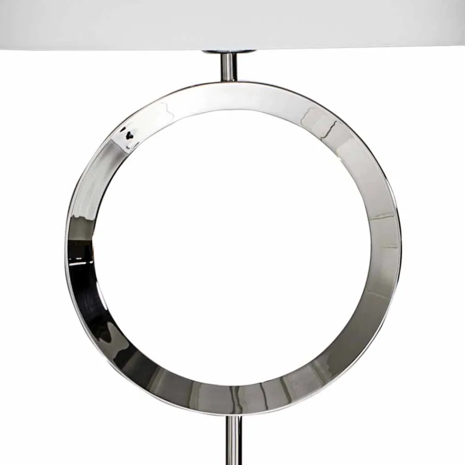 Lampa podłogowa ze stali z białym abażurem Hmax 149,5cm Moon Viadurini