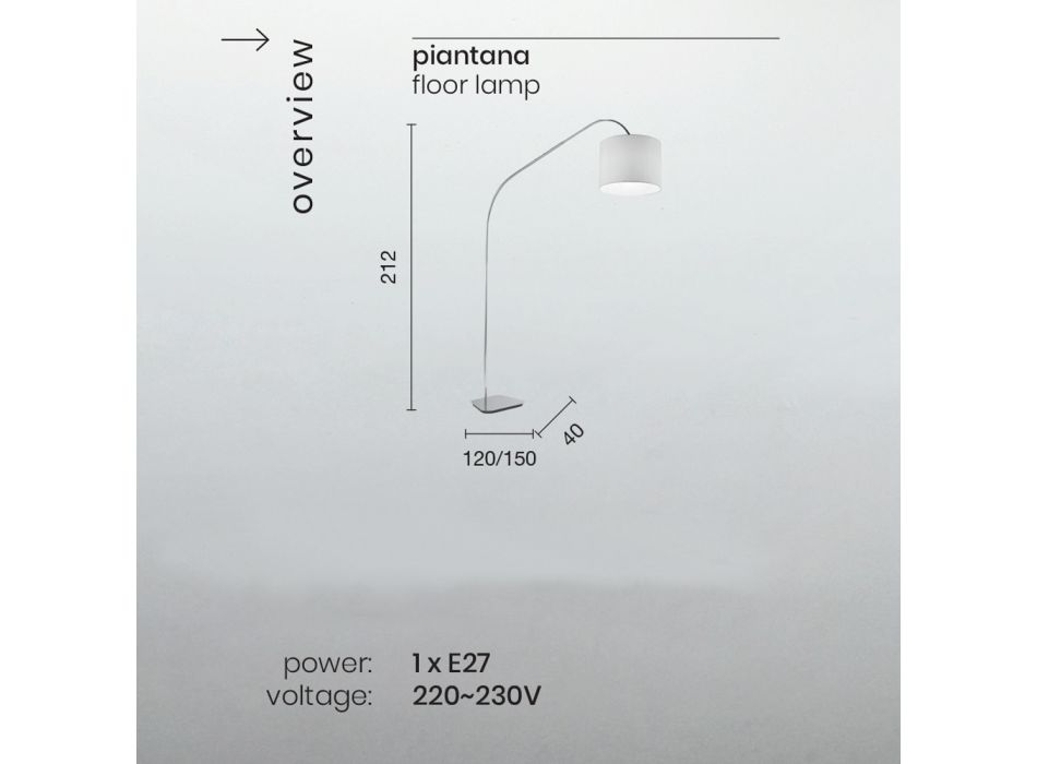 Metalowa lampa podłogowa z kloszem z pcv pokryta tkaniną - Igeo Viadurini