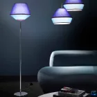 Lampa podłogowa z chromowanego metalu z abażurem z tkaniny Made in Italy - Soya Viadurini