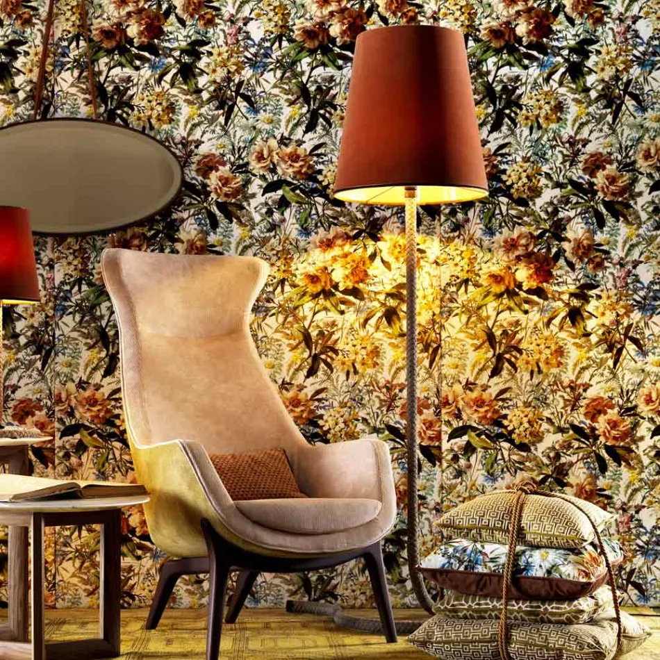 Lampa podlogowa z materialu i metalu Grilli Snake made in Italy Viadurini