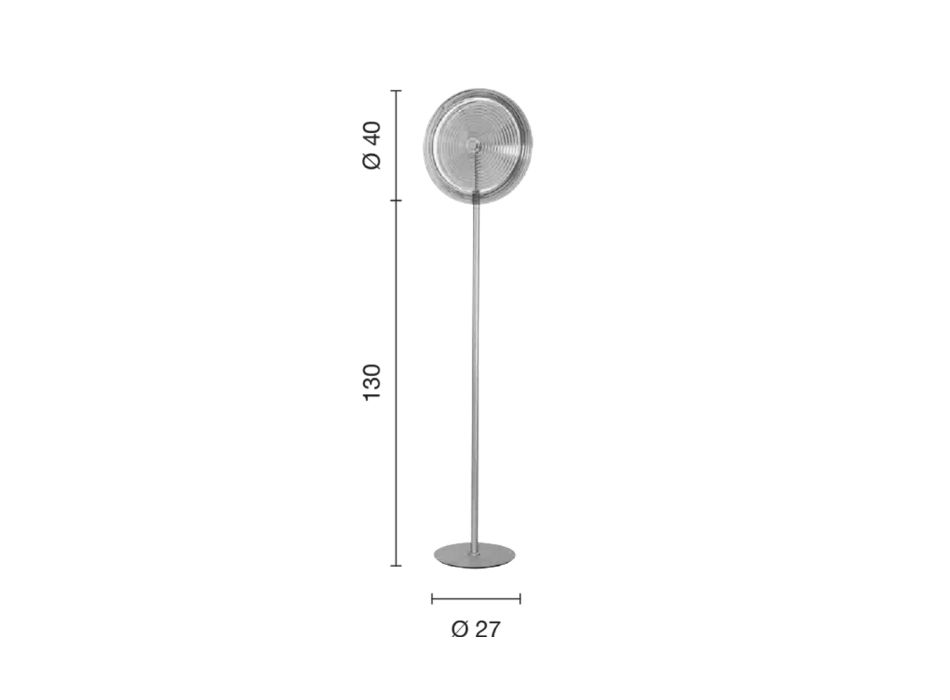 Lampa podłogowa z metalu i szkła ozdobiona koncentrycznymi liniami - Hackberry Viadurini