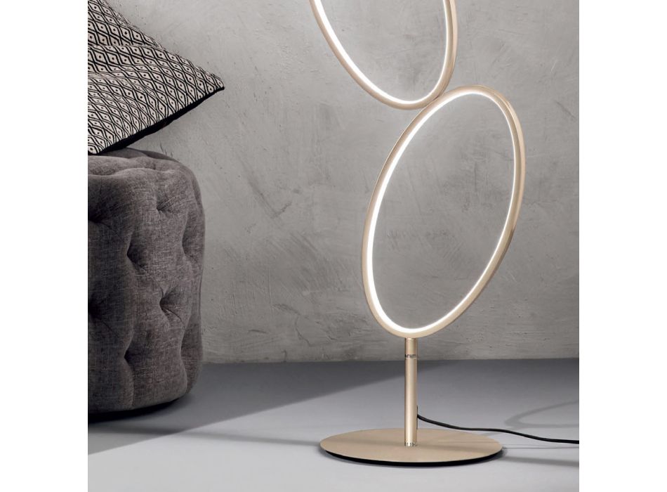 Metalowa lampa podłogowa ze złotym wykończeniem ze ściemnianą diodą LED - Raissa Viadurini