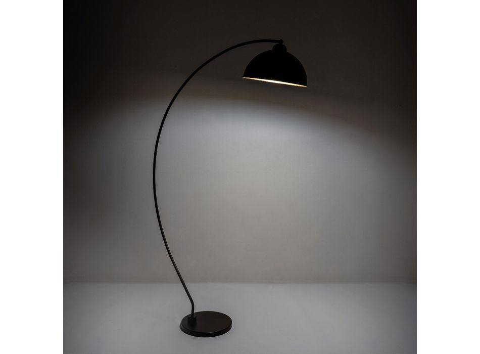 Lampa podłogowa z czarno-złotego metalu z regulowanym kloszem - Steave Viadurini