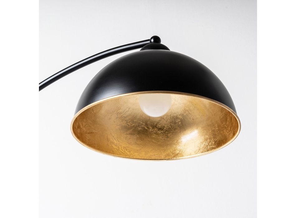 Lampa podłogowa z czarno-złotego metalu z regulowanym kloszem - Steave Viadurini