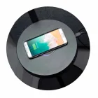 Lampa podłogowa z czarnego metalu i rattanu z półką Made in Italy - Livia Viadurini