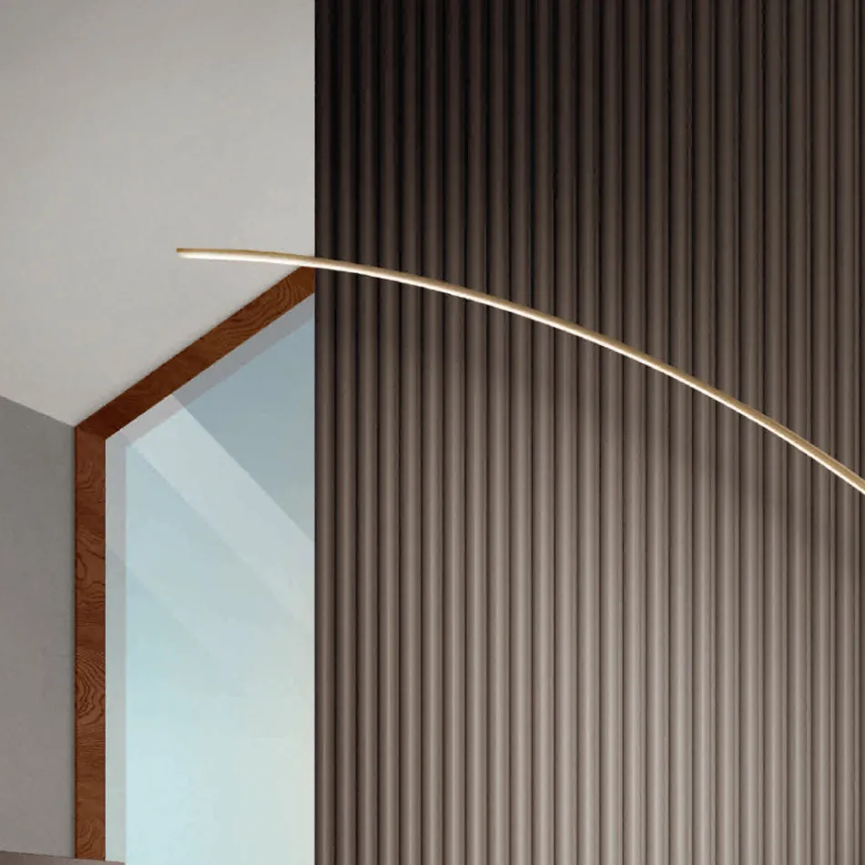 Lampa podłogowa z metalu malowanego w różnych kolorach i ściemnianej diody LED - klon Viadurini