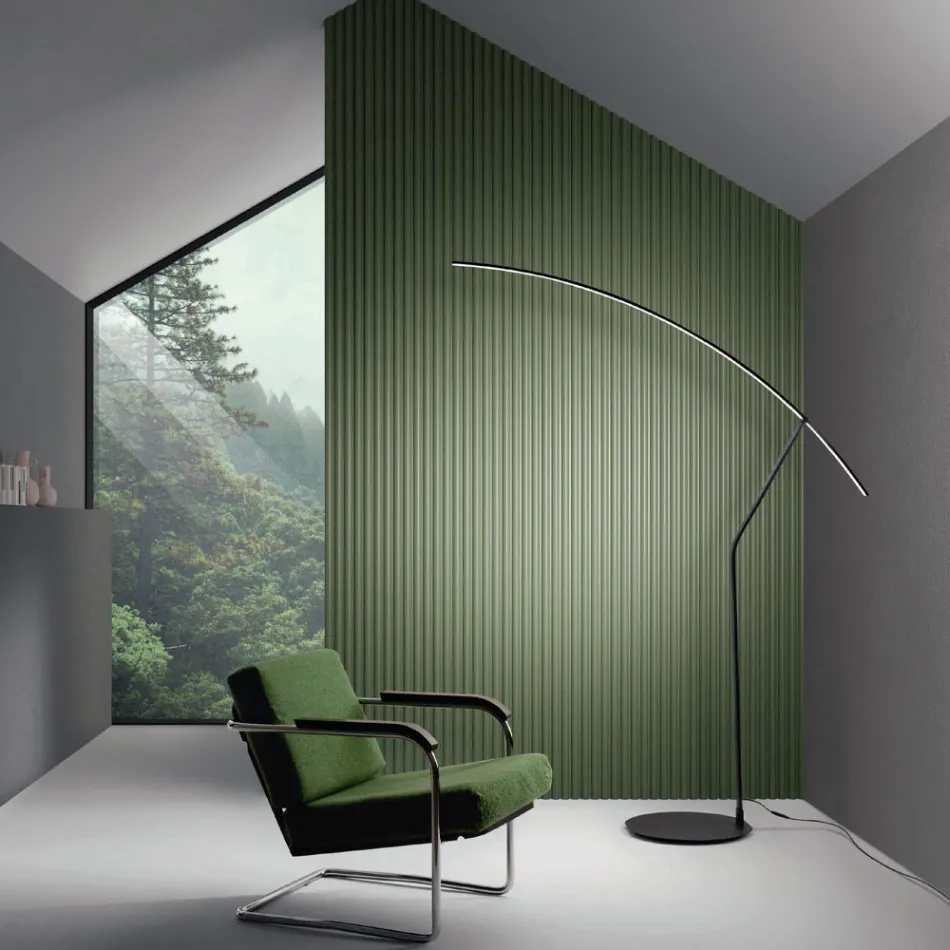 Lampa podłogowa z metalu malowanego w różnych kolorach i ściemnianej diody LED - klon Viadurini