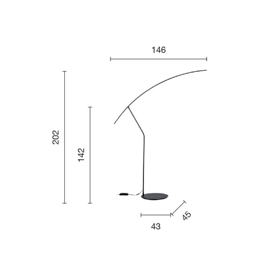 Lampa podłogowa z metalu malowanego w różnych kolorach i ściemnianej diody LED - klon Viadurini