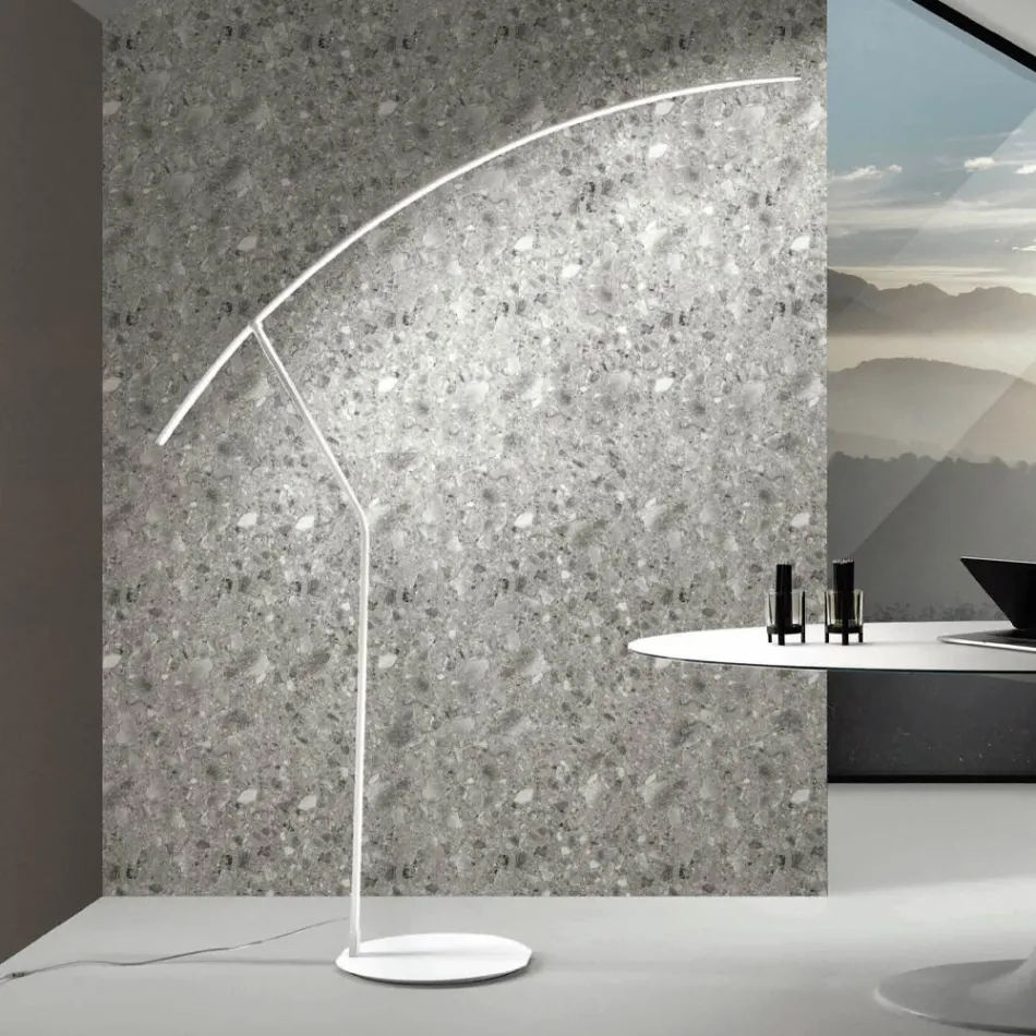 Lampa podłogowa z metalu malowanego w różnych kolorach i ściemnianej diody LED - klon Viadurini